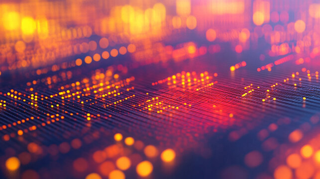 Light paths forming a futuristic grid, glowing with neon hues, creating a sense of depth, technology, and digital architecture in a dynamic sci-fi style.