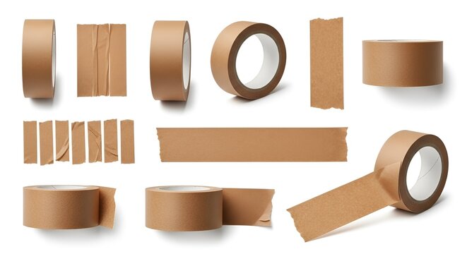 Collection of brown paper adhesive tapes, perfect for packaging and diy projects