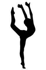silhouette woman in yoga duo movements pilates body exercise vector image isolated on transparent white background.