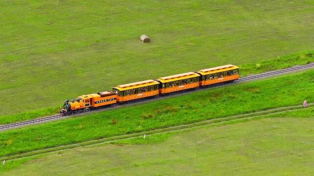 A small train on the grasslands of Inner Mongolia Scenic Area