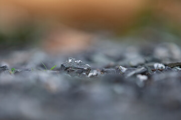 Close up of pebble stone in the garden with soft focus