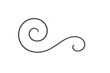 Ornate vintage-style swirl creating a decorative flourish element, ideal for design projects on a transparent background