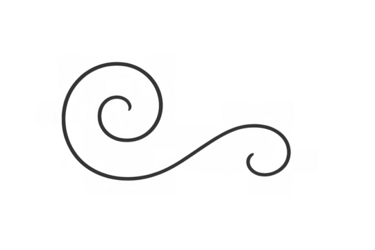 Ornate vintage-style swirl creating a decorative flourish element, ideal for design projects on a transparent background
