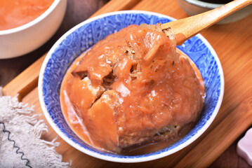 Ah Gei is a famous snack of Danshui in Taiwan. 