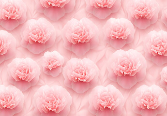 Beautiful pink carnation flowers create seamless texture, perfect for backgrounds and designs, evoking sense of elegance and softness