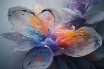 Abstract macro view of a glowing psychedelic flower with swirling colors and textures