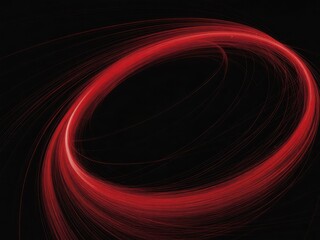 Abstract red light painting with a circular motion on a black background