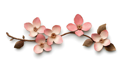 Pink magnolia flowers on branch create delicate and serene display, showcasing nature beauty and elegance