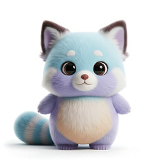 Obraz premium 3D render of a cute colorful fluffy fantasy animal