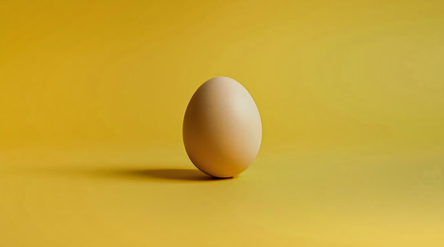Minimalist Yellow Egg on Bright Yellow Background &ndash; Modern Still Life Photography