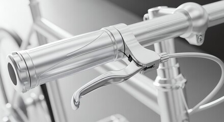 Close up of bicycle handlebar with brake lever in monochrome