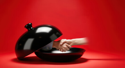 Business Handshake Revealed From Serving Dish With Launch Time Promo Text
