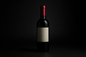 Obraz premium Elegant red wine bottle on dark gradient with soft reflections premium drinks concept