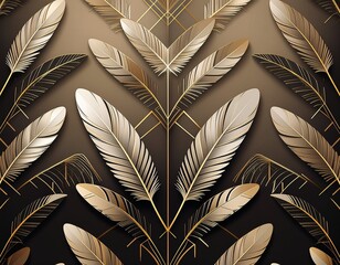 Seamless stylized feather pattern in rich brown tones – abstract digital design.