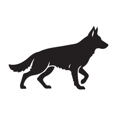 Black wolf vector silhouette illustration of a wild animal