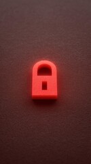 Cyber attack encrypted file concept, A vibrant red padlock symbolizing security and protection.