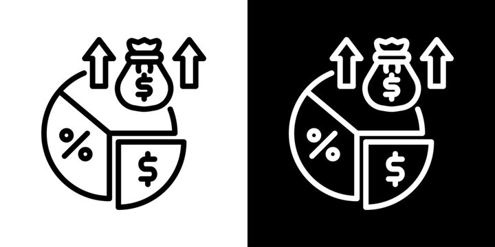 Profit Margin Icon Of Line Black And White Style 