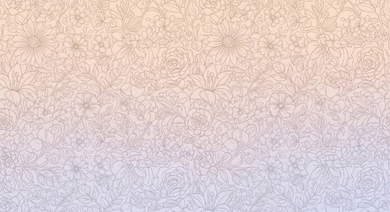 A delicate, hand-drawn floral line art pattern on a soft peach and lavender gradient background.