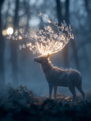 Ethereal Forest Spirit Glowing Deer Magic