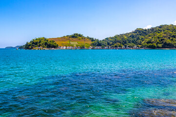 Naklejka premium Panorama of tropical islands island in Angra dos Reis Brazil.