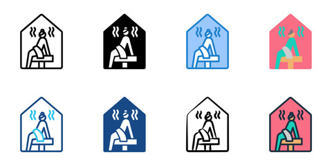 Steam room icon set multiple style collection 
