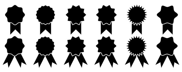 Medal set with ribbon. Award badges. Vector collection in flat style. Vector illustration