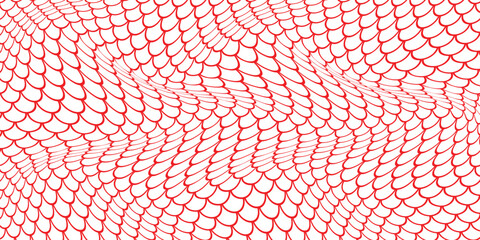 simple red outline fish scale wave pattern for banner poster background. © kowsar