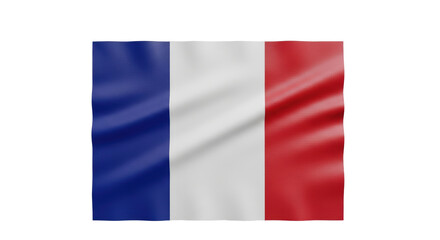 Obraz premium French Flag Waving Fabric Texture Blue White Red Vertical Stripes Subtle Shadows Isolated Transparent Background