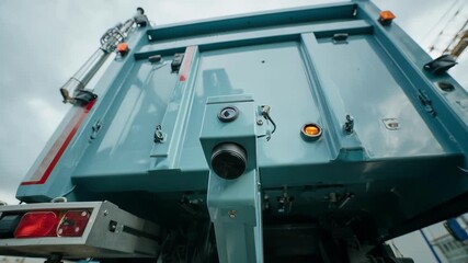 Close view of an IoTenabled truck scale installation on a waste collection vehicle enabling precise realtime load tracking during transport. - Powered by Adobe