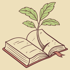Plant growing from open book, knowledge and growth