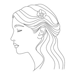 Line drawing a beautiful woman image, beautiful woman line drawing vector, beautiful lady outline design image, beautiful woman linear illustration 