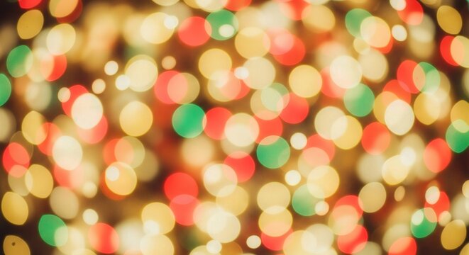 Soft glowing bokeh lights in red, gold, and green tones - Powered by Adobe