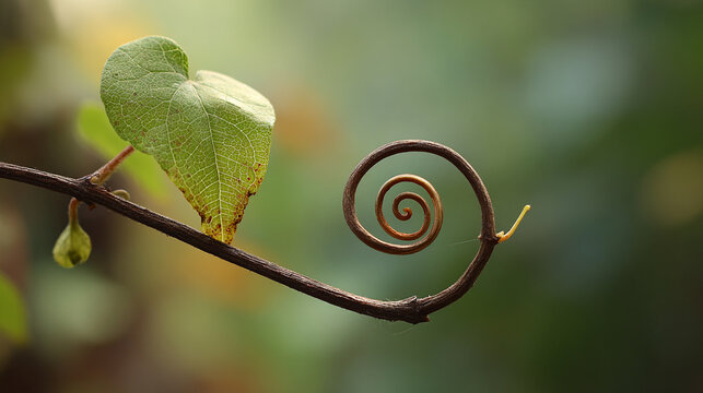 A vine forms a natural spiral showcasing geometry in nature symbolizing growth harmony and the intricate patterns of life representing organic design and the beauty of botanical structures