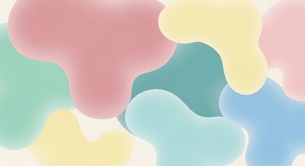 Abstract background featuring a gentle and calming pattern of soft, fluid, overlapping organic shapes in a delicate pastel color palette