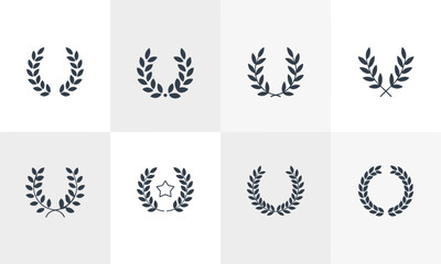 Collection of Laurel Wreaths Symbolizing Achievement and Victory.