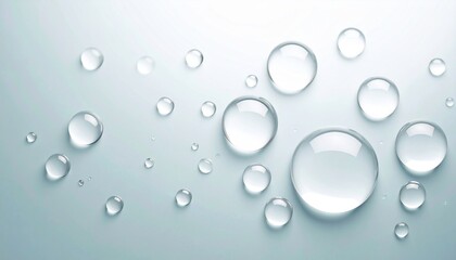 水滴 滴 水 丸い 球体 表面張力 透明 清潔感 清涼感 爽やか 光 反射 接写 マクロ 白背景 青 ブルー シンプル 潤い 瑞々しい