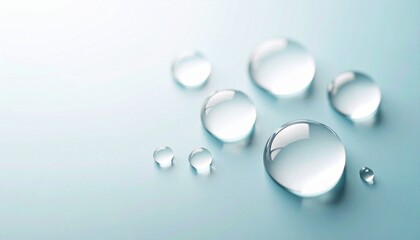 水滴 滴 水 丸い 球体 表面張力 透明 清潔感 清涼感 爽やか 光 反射 接写 マクロ 白背景 青 ブルー シンプル 潤い 瑞々しい