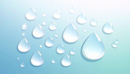 水滴 滴 水 丸い 球体 表面張力 透明 清潔感 清涼感 爽やか 光 反射 接写 マクロ 白背景 青 ブルー シンプル 潤い 瑞々しい