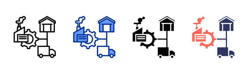 Industrial Logistics icon sheet multiple style collection