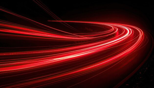 Abstract Red Light Streaks Swirling in Darkness with a Sense of Motion and Speed