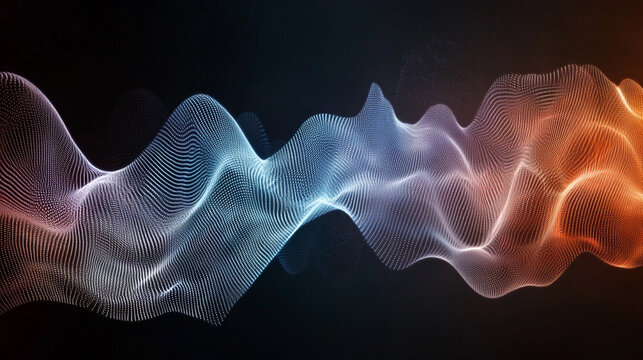 Abstract waveforms flow over a dark gradient background symbolizing energy movement rhythm and the visualization of sound or digital signals representing modern technology and dynamic design