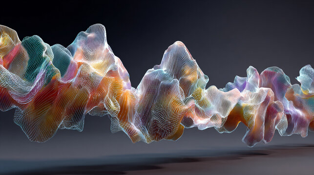 Abstract waveforms flow over a dark gradient background symbolizing energy movement rhythm and the visualization of sound or digital signals representing modern technology and dynamic design