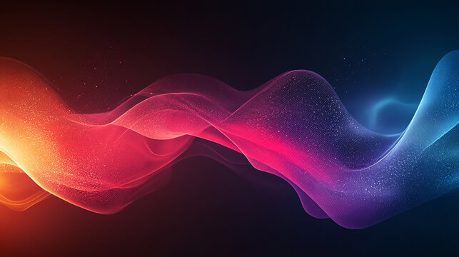 Abstract waveforms flow over a dark gradient background symbolizing energy movement rhythm and the visualization of sound or digital signals representing modern technology and dynamic design