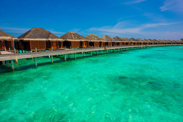 Beautiful Panorama. Summer vacation, holiday amazing nature. Relax paradise, Maldives. Tropical island beach landscape exotic shore coast. Tranquil closeup calm sea water waves with palm trees. 