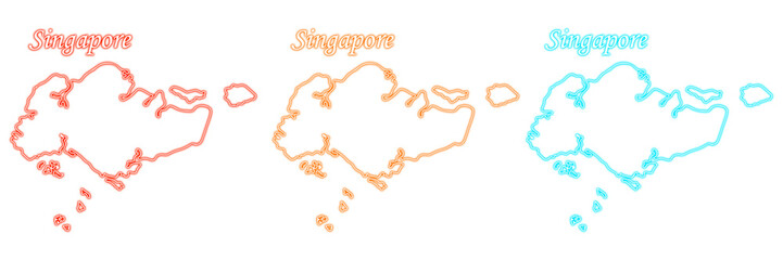 Singapore map in neon colors on Transparent Background great for business and travel concepts