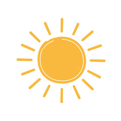 Cute Hand Drawn Sun Icon Vector Illustration