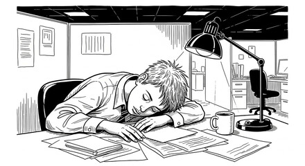 A person working on a computer in a stressed way