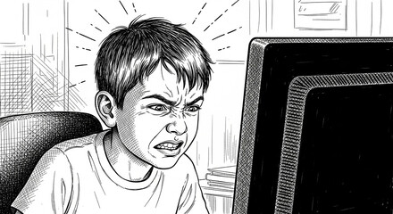 A person working on a computer in a stressed way