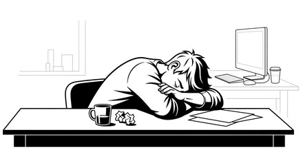 A person working on a computer in a stressed way