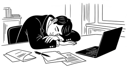 A person working on a computer in a stressed way